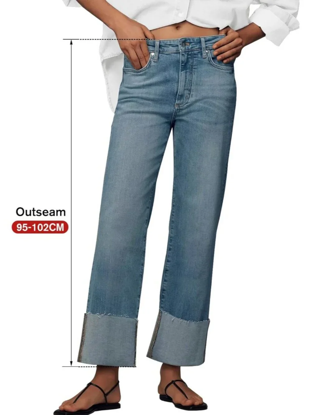 Jeans for Women Wide Leg Baggy High Waist Boyfriends Straight Leg Stretchy Denim - Picture 2 of 5